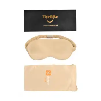 Sertifikalı %100 Saf İpek Uyku Maskesi Şampanya Gold - Seyahat Taşıma Kılıflı İpek Uyku Göz Bandı