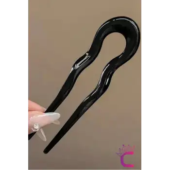 Siyah Geometrik Tasarım Asetat Kadın Saç Topuz Tokası 12.5 cm - Çubuk Toka Saç Çubuğu Aksesuar