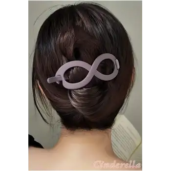 Sonsuz Şekilli Kadın Bahar Saç Tokası Mürdüm - Sade ve Şık Klipsli Saç Topuz Tokası