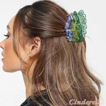 Tavus Kuşu Canlı Renkli Model Lüks Asetat Mandal Toka 8.5cm - Yeni Sezon Kadın Mandallı Saç Tokası