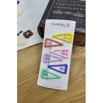 Üçgen Model Çıtçıt Toka Seti - Renkli Çıt Çıt Saç Tokası - Kız Çocuk Çıtçıtlı Yan Toka