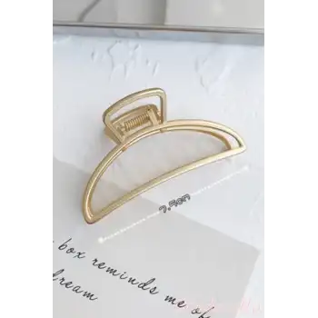 Yarım Ay Model Kadın Gold Metal Mandal Toka - Orta Boy Sıkı Toplayan Lüks Mandal Saç Tokası