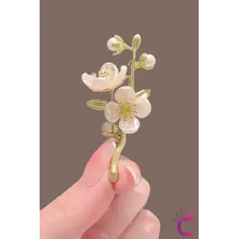 Yasemin Çiçeği Tasarım İncili Çiçekli Taşlı Kadın Broş - Hediyelik Elbise Ceket Yaka İğnesi Broşu