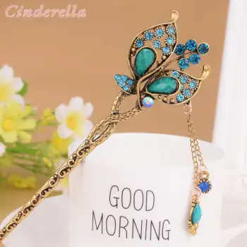 Yeni Model Sarkıt Taşlı Metal Topuz Tokası - Trend Çubuk Saç Topuz Tokası