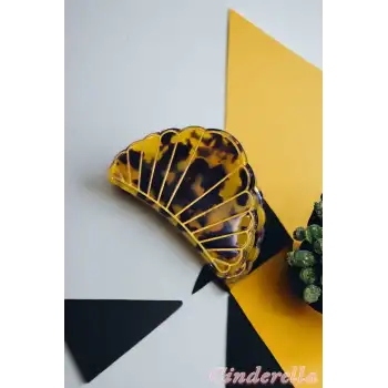 Yeni Trend Deniz Kabuğu İstiridye Lüks Kemik Mandal Toka - Gold Detaylı Modern Sıkı Saç Tokası