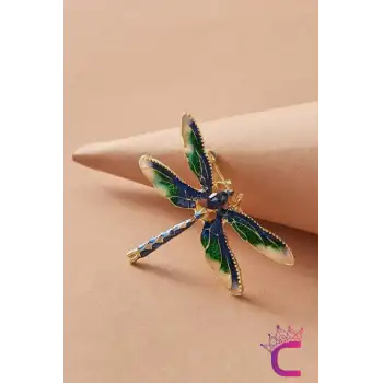 Zarif Rhinestone Taşlı Tasarım Yusufçuk Broş - Hediyelik Çanta Elbise Ceket Yaka İğnesi Broş