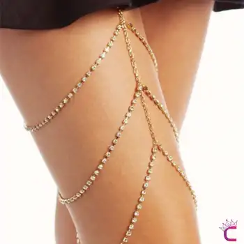 Zarif Zirkon Taşlı Bacak Zinciri Gold - Bride To Be Jartiyer Gelinlik Bacak Aksesuarı
