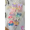 10lu Çantalı Yumuşak Acıtmaz Havlu Lastikli Simli Kelebekli Kız Çocuk Bebek Lastik Saç Toka Seti