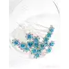 10lu Mini Kristal Taşlı Çiçek Tasarım Firkete Toka Açık Mavi - Doğum Günü Parti Saç Aksesuarı