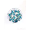 10lu Mini Kristal Taşlı Çiçek Tasarım Firkete Toka Açık Mavi - Doğum Günü Parti Saç Aksesuarı