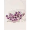 10lu Mini Kristal Taşlı Çiçek Tasarım Firkete Toka Açık Mor - Düğün Kına Saç Aksesuarı Topuz Tokası