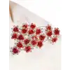10lu Mini Kristal Taşlı Çiçek Tasarım Firkete Toka Kırmızı - Evlilik Yıl Dönümü Saç Topuz Tokası