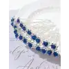 10lu Mini Kristal Taşlı Çiçek Tasarım Firkete Toka Royal Mavi - Nikah Saç Aksesuarı Topuz Tokası
