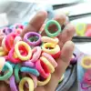 100lü Soft Renkli Çantalı Minik Havlu Lastik Toka Seti - Kadın Çocuk Yumuşak Lastikli Saç Tokası