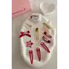 11li Hediyelik Kutulu Hello Kitty Toka Seti Kırmızı- Kız Çocuk Bebek Saç Tokası Doğum Günü Hediyesi