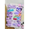 14lü Pembe & Lila Tonlu Kız Çocuk Toka Seti - Renkli Karışık Figür Pens Klipsli Çıtçıtlı Saç Tokası