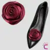 2 adet Çıkarılabilir Kırmızı Gül Tasarım Kadın Topuklu Ayakkabı Tokası - Aplike Babet Ayakkabı Süsü