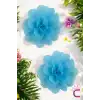 2li Chiffon Flower Kız Çocuk Toka Seti Açık Mavi - Çiçekli Bebek Çocuk Saç Tokası Klips Pens Toka