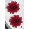 2li Chiffon Flower Kız Çocuk Toka Seti Bordo - Çiçekli Bebek Çocuk Saç Tokası Çıtçıt Pens Toka