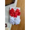 2li Kırmızı Beyaz Kurdele Fiyonk Pens Çocuk Toka 8 cm - 23 Nisan 29 Ekim Cumhuriyet Bayramı Tokası