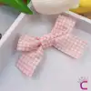 2li Kız Çocuk Fiyonk Toka Seti Pembe Beyaz Çizgili - Fiyonklu Kurdele Klips Pens Bebek Saç Tokası