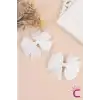 2li Kız Çocuk Grogren Saten Fiyonk Toka Seti Beyaz - Fiyonklu Kurdele Klips Pens Saç Tokası