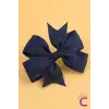2li Kız Çocuk Grogren Saten Fiyonk Toka Seti Lacivert - Fiyonklu Kurdele Klips Pens Saç Tokası