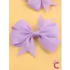 2li Kız Çocuk Grogren Saten Fiyonk Toka Seti Lila Renk - Fiyonklu Kurdele Klips Pens Saç Tokası