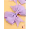 2li Kız Çocuk Grogren Saten Fiyonk Toka Seti Lila Renk - Fiyonklu Kurdele Klips Pens Saç Tokası
