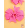 2li Kız Çocuk Grogren Saten Fiyonk Toka Seti Pembe - Fiyonklu Kurdele Klips Pens Saç Tokası