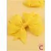 2li Kız Çocuk Grogren Saten Fiyonk Toka Seti Sarı - Fiyonklu Kurdele Klips Pens Saç Tokası