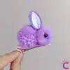 2li Peluş Tavşanlı Pens Toka Seti Mor - Çocuk Saç Aksesuarı Yumuşak Klipsli Yan Saç Tokası