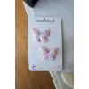 2li Pul Dolgu Kanatlı Kelebekli Saçsız Bebek Tokası - Az Saçlı Kız Bebek Toka Seti Yenidoğan Tokası