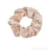 2li Saten Bej & Açık Gri Orta Boy Scrunchie Simit Toka - Renkli Lastikli Saç Topuz Tokası