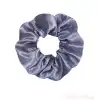2li Saten Koyu Gri & Somon Orta Boy Scrunchie Simit Toka - Renkli Lastikli Saç Topuz Tokası