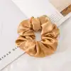 2li Saten Krem & Bej Orta Boy Scrunchie Simit Toka - Günlük Tarz Renkli Lastikli Saç Toplama Tokası
