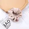 2li Saten Kumaş Kadın Scrunchie Simit Toka Krem - Uyku için Rahat Yumuşak Lastik Saç Tokası