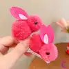 2li Tavşanlı Bebek Saç Tokası Sıcak Pembe - Astarlı Yumuşak Bebek Saç Aksesuarı Çocuk Toka Seti