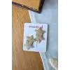 2li Yaldız Gold Renk Çift Yıldızlı Saçsız Bebek Tokası - Az Saçlı Kız Bebek Çıtçıtlı Yenidoğan Toka