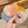 2li Yumuşak Tüylü Renkli Peluş Lastikli Simit Toka - Peluş Scrunchie Lastik Saç Tokası Renk-5