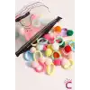 20li Çantalı Yumuşak Havlu Lastikli Renkli Ponponlu Kız Bebek Lastik Toka Seti - Çocuk Saç Tokası