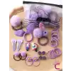 29lu Hediyelik Kız Bebek Toka Seti Lila Tonlu - Sevimli Çocuk Çıtçıtlı Pens Klips Lastik Saç Tokası