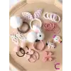 29lu Hediyelik Kız Çocuk Toka Seti Beyaz Pembe Ton - Unicorn Tavşan Ponpon Bebek Lastik Saç Tokası