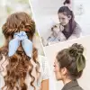 3lü Fular Scrunchie Fularlı Saç Lastiği - Kadın Fularlı Simit Toka Lastikli Saç Tokası Renk-2