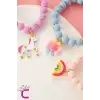 3lü Unicorn Çiçekli Boncuklu Charm Hediyelik Kız Çocuk Bileklik Seti Arkadaşa Doğum Günü Hediyesi