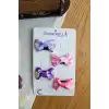 4lü Çiçekli Fiyonk Saçsız Kız Bebek Tokası 4cm - Kurdeleli Az Saçlı Yenidoğan Saç Toka Seti Klipsi