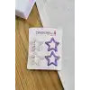 4lü Dökme Simli Açık Pembe Mor Yıldızlı Çıtçıt Toka Seti - Kız Çocuk Metal Çıtçıtlı Saç Tokası