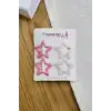 4lü Dökme Simli Pembe Tonlu Yıldız Çıtçıtlı Toka Seti - Renkli Kız Çocuk Metal Çıt Çıt Saç Tokası