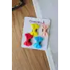 4lü Fiyonklu Saçsız Bebek Tokası Renkli - Az Saçlı Kız Bebek Toka Seti Çıt Çıt Yenidoğan Tokası