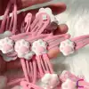 4lü Kawaii Kedi Patisi Tasarım Çıtçıtlı Toka Seti Pembe - Çıt Çıt Yan Saç Tokası Çıtçıt Çocuk Toka